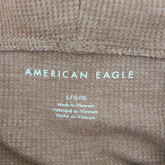 American Eagle‎ Outfitters Cropped Oversized Cowl Ribbed Sweater Sz Large Tan - Picture 9 of 12